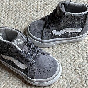 Vans Off The Wall SK8 Zip Glitter Gunmetal Gray Toddler Size 2 Sneakers Shoes